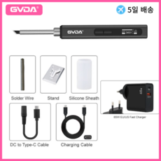 GVDA 65W 전기 납땜 인두기 키트 9V-20V 스마트 OLED 휴대용 전문가용, GD300 with charger, 1개