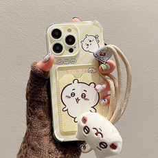 먼작귀 하치와레 치이카와 우사기 아이폰15 아이폰 케이스 카드수납 + 스트랩 세트 +지아싱트레이드 머리띠