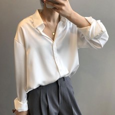 이노뱅크 페미닌 새틴 셔츠 블라우스 4-COLOR ZHA224