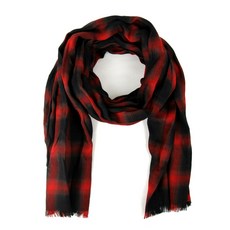 $750 Saint Laurent Men's Red/Black Plaid Wool Cashmere Silk Scarf 458639 1074 S