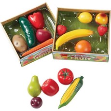 Melissa & Doug Play-Time 과일(9pcs) 및 야채(7pcs) 실감나는