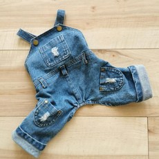 강아지 멜빵 바지 팬츠 펫 데님 청바지 의류 오버롤, 블루