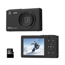 RUN기술 WIFI 6400W 픽셀 HD 디지털 카메라 + 32GB 메모리, 블랙