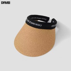 DFMEI 밀짚 빈 천 모자 여 여름 야외 나들이 자외선 차단 밀짚모자 캐주얼 심플 챙 없는 모자