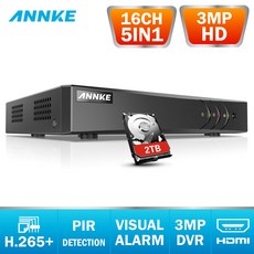 Annke 16ch 3mp 5in1 hd tvi cvi ahd ip 보안 dvr 레코더 h.265 디지털 비디오 레코더 모션 감지 = hik DS 7216HQHI F1/n, 미국
