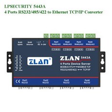 [해외] 4 포트 직렬이더넷 변환기 RS232RS485RS422 MODBUS RTUTCP 트웨이캐스케이드 이더넷 포트 확장멀티 호스트 서버, 상세내용표시, 블루