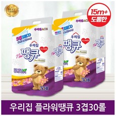 땡큐화장지30롤 1+1 우리집플라워땡큐화장지3겹60롤, 15m, 30개입, 2개