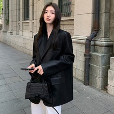 오스틱니 싱글 카라 블루종 여성용 레더 자켓