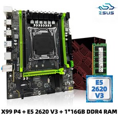 ZSUS 마더보드 세트 키트 인텔 LGA2011-3 Xeon E5 2630 V4 CPU DDR4 16GB (1*16GB) 2133MHZ RAM 메모리 NVME M.2 SATA