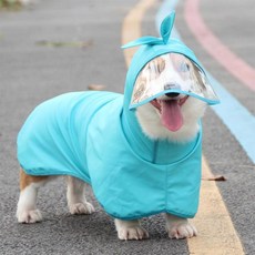 강아지우비 애견의류 강아지 벨크로 민트 우비, M, 1개