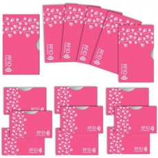 LOE 카드 케이스 RFID 자기 스키밍 방지 쿠 레카 & 통장 크기 (보태니컬 무늬 핑크)