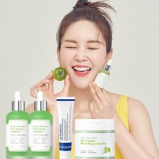 성분에디터 [찬석C단독상품][리뷰시스벅쿠폰] 그린토마토앰플 대용량 75ml*2병+락토바이오크림+모공패드, 없음