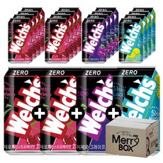 [메리박스] 농심 웰치스 제로 3종 믹스세트 355ml x 24캔 오렌지 포도 샤인머스켓 체리, 1세트, 선택04){체리12+포도6+샤인6} 24개