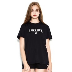 3102 여성 루즈핏 반팔 래쉬가드(단품)_블랙
