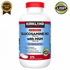 Kirkland Signature 글루코사민 MSM 조인트 서포트 엑스트라 스트렝스 1500mg 375정 Exp-9/26+, 1개