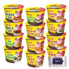 오뚜기 컵밥 증량Up! 12종 (햄버그+춘천+전주식+원조맛집+서울식+평양식+곤드레+황태+톡톡+참치마요+불닭마요+진짬뽕) + 블루존물티슈, 1세트