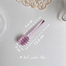 꿀스푼 유리 허니디퍼 웨딩 꿀단지 교반기 허니스푼 드리즐 스푼 꿀뜨개 시럽 투명, 핑크45g, 1개