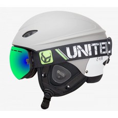 오디오 및 스노우 수프라 고글이 포함된 DEMON UNITED 팬텀 헬멧(그레이 미디엄)