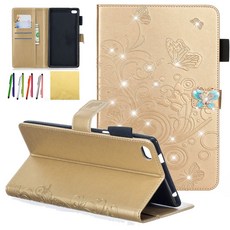 Lenovo Tab 4 7TB-7504X 태블릿 보호용 커버 Allytech 엠보스 나비 Dianmond PU 가죽 케이스 맞대기 케이스 홀더 레노버 Tab 4 7TB-7504X 태블릿 캐쉬 카드 슬롯 골드, 상세페이지 참조