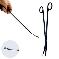 물멍 프리미엄 수초 가위 25cm 곡선형 블랙 스테인리스 수초전용 트리밍 가위 곡 곡형 검정 커브 커빙, 1개