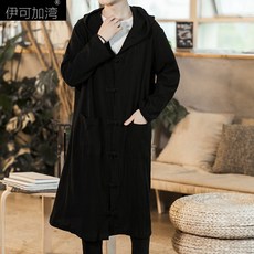 두루마기 남자 차이나 에스닉 숄케이프 두꺼운 고랭 금욕 룩디프 블랙 무릎넘어 코트 멋진 학생