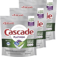 Cascade 플래티넘 액션팩 프레시 식기세척기용 세제, 221g, 3개