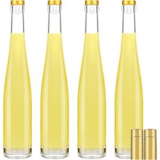 Liengoron 6PCS 클리어 유리병 375ml 12oz 와인병 홈브루잉 와인용 캡이 있는 코크 병이 빈 위스키 음료용 리몬첼로