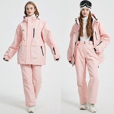 SNOW 여자 남자 스키복 세트 후드 스노우보드복