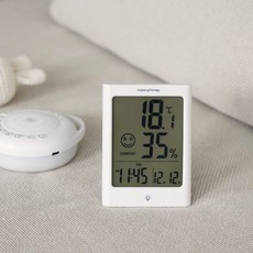 말랑하니 온습도계 디지털벽걸이 백라이트 습도계 온도계 시계, 1개, 화이트