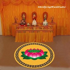 신용문스튜디오 불교용품 연꽃 원형 법당 카펫 사원 명상 매트 무속용품, 직경 120cm, G