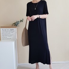 위드마리 찰랑텐셀 반소매 롱 원피스