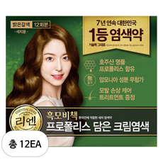 리엔 흑모비책 프로폴리스 담은 크림 염색제 새치용 12회분, 자연갈색, 12개