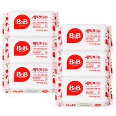 비앤비 안심 유아섬유 유연제 자스민 용기 1500ml 1개, 유아세탁비누 세탁비누 아카시아 200g 6개