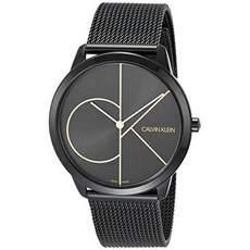 Calvin Klein Minimal Unisex Mesh Bracelet with Black Dial CK Logo Watch PROD210009402