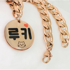황금률 9mm 굵은 써지컬 체인 강아지 고양이 목걸이, 골드
