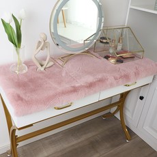 토끼털 화장대 매트 테이블 책상 데스크 테이블보 덮개 깔개 분위기, 40X80cm 직사각형, 레더핑크(2cm모조래빗퍼)