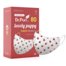 닥터퓨리 네오쉴드 황사마스크 하트 캐릭터 소형 KF80, S / 러블리 퍼피, 30개, 25개입