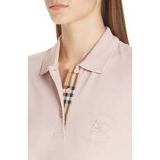 145337 0290 여자 버버리 HARTFORD 핑크 COTTON CHECK COLLAR 로고 SPORT POLO SHIRT L
