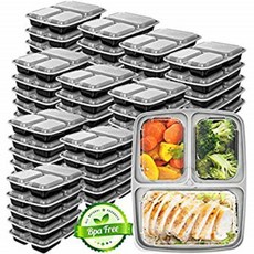Meal Prep Containers 3 Compartment 45 Pack - Food Prep Containers Bento Box Bpa-Free Food Storage Containers with Lids -, 1