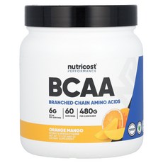 Nutricost 뉴트리코스트 운동 능력 BCAA 오렌지 망고 480g(17.1oz), 1개, 480g