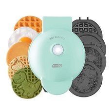 DASH Multimaker 미니 시스템 - 10.2cm(4인치) 탈착식 플레이트 6개가 있는 와플 메이커: 아이언 및 그리들 어린이 가족을 위한 4-in-1 메이커 논스틱, DASH Multimaker 미니 시스템 - 10.2c
