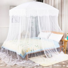 카마모 웨딩 사각 캐노피 침대 모기장 화이트