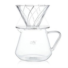 Momo's House Crystal Glass Aether 커피 드립 세트 350ml 파이렉스 유리 핸들 푸어 오버 커피 티 브루 포트 세트 필터 컵 포함 V60 드리퍼 세트