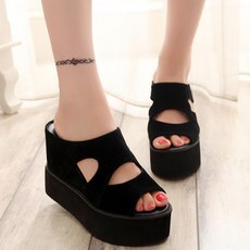 니오위즈 브롱 통굽 뮬 타입 슬리퍼형 여성샌들 10cm