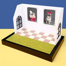 강아지 추모함 고양이 스톤함 반려동물 유골함 메모리얼스톤 보관함, 1개, A008. 패브릭잔디 타일벽체