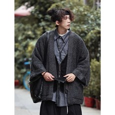 트위드 캐주얼 유카타 고급 감성 전통 홈웨어 코트 가운