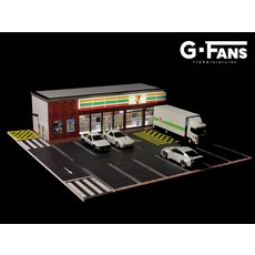 G.FANS 1:64 편의점 패밀리 마트 711 맥도날드 차량 자동차 미니어처 미니어쳐 미니카 주차장 디오라마 수납함 정리대 차고 모형 다이캐스트 수납장 진열장 보관함, B.711 씬 현물