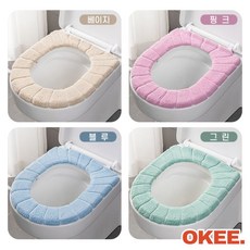 OK 겨울 극세사 변기커버 따뜻한 변기 시트 4color, 5개, K11262 블루