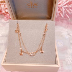 클루 여성 벚꽃잎 두줄 10K 골드 발찌