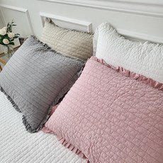 줄누비 프릴 피그먼트 워싱 순면 베개커버 50x70